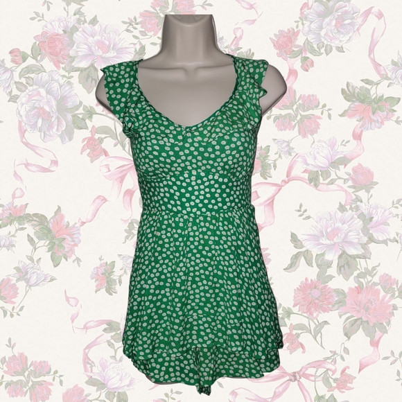 Inmod Green Daisy Ruffle Romper - Picture 4 of 7